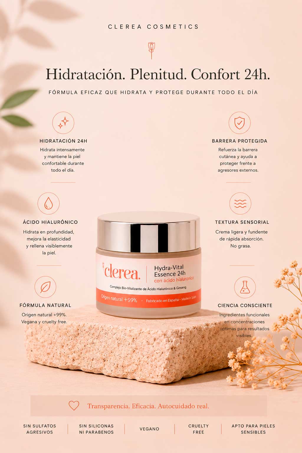 Ingredientes y textura del producto Clerea
